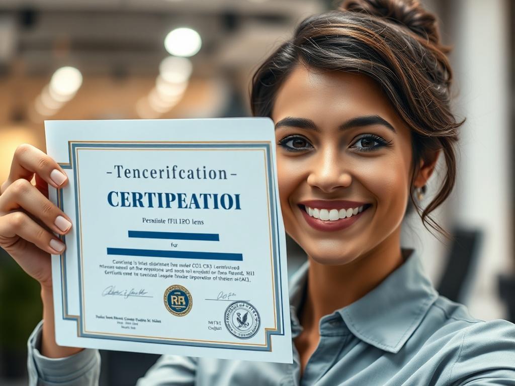 A close up shot of a professional proudly holding a
