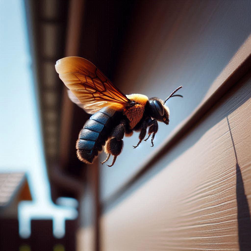 carpenter bee flying closer to the house near the roof line.png