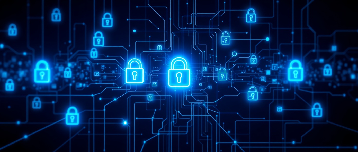 Advanced cybersecurity threat protection visualization showing enterprise-grade security infrastructure and threat detection
