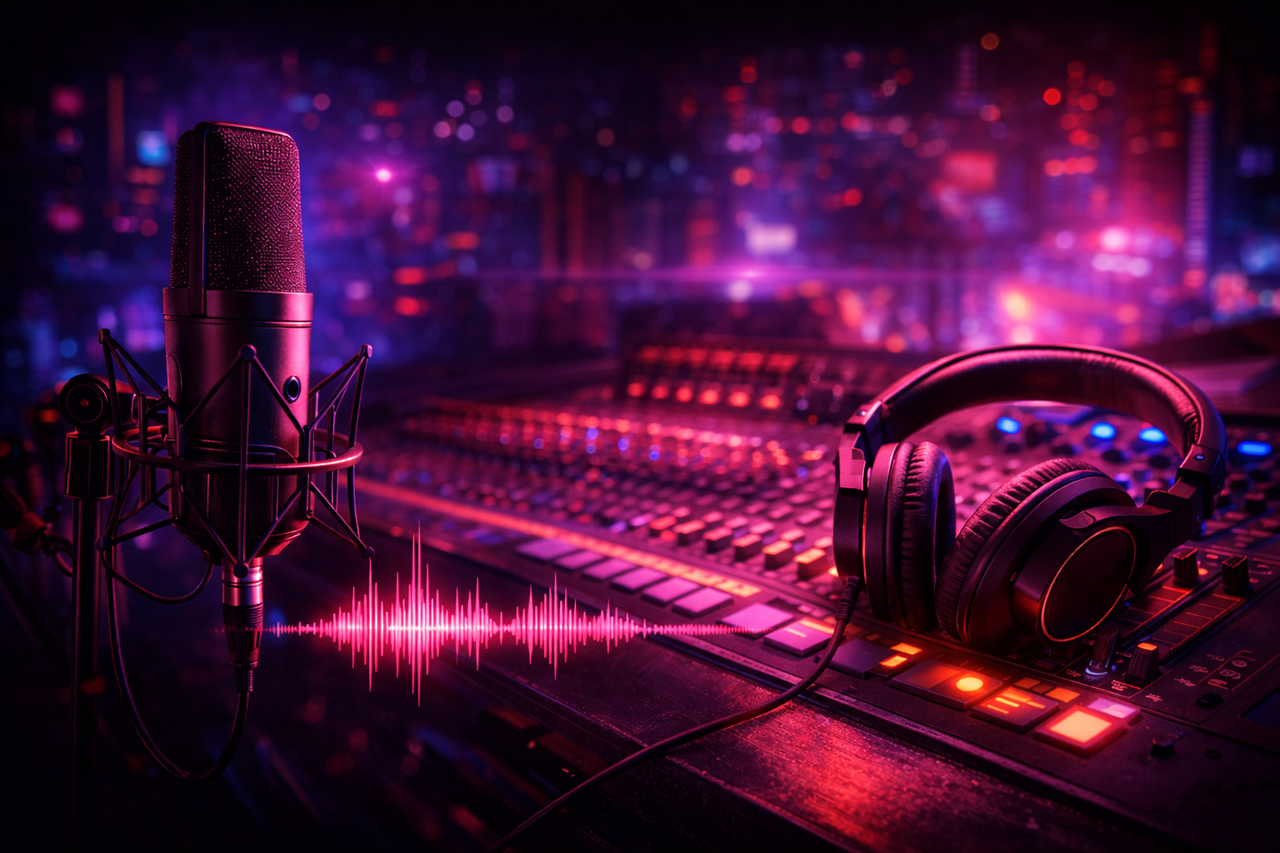 vibrant music studio at night.png