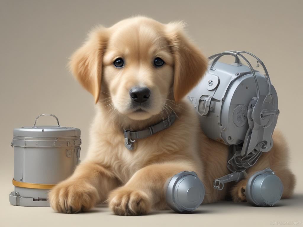 robot puppy, golden retriever, kids toy, interactive dog, lifelike puppy