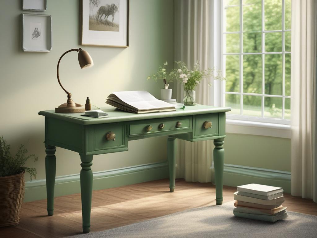 A serene writing desk with an open notebook and a