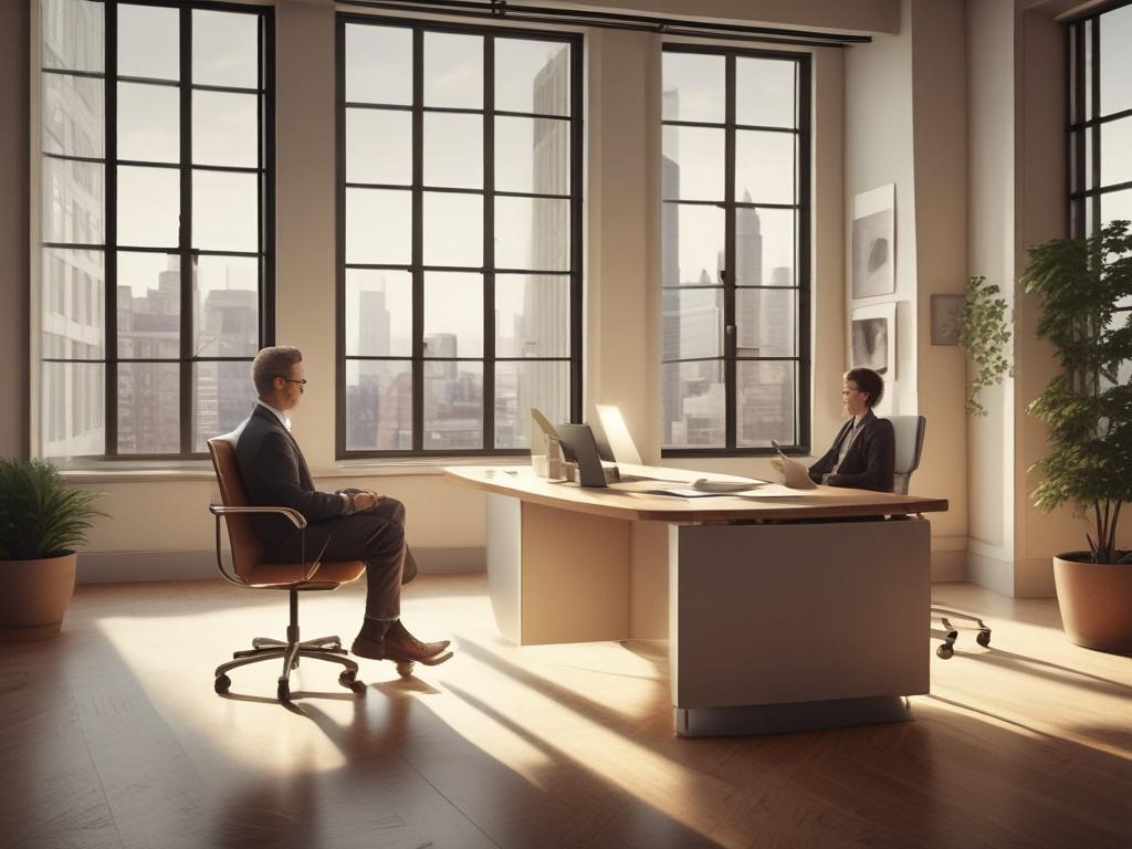 a serene office setting with a financial advisor and client