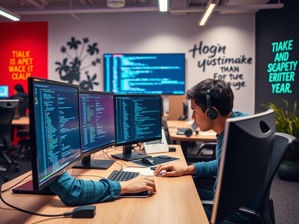 A focused shot of a student working intently on a