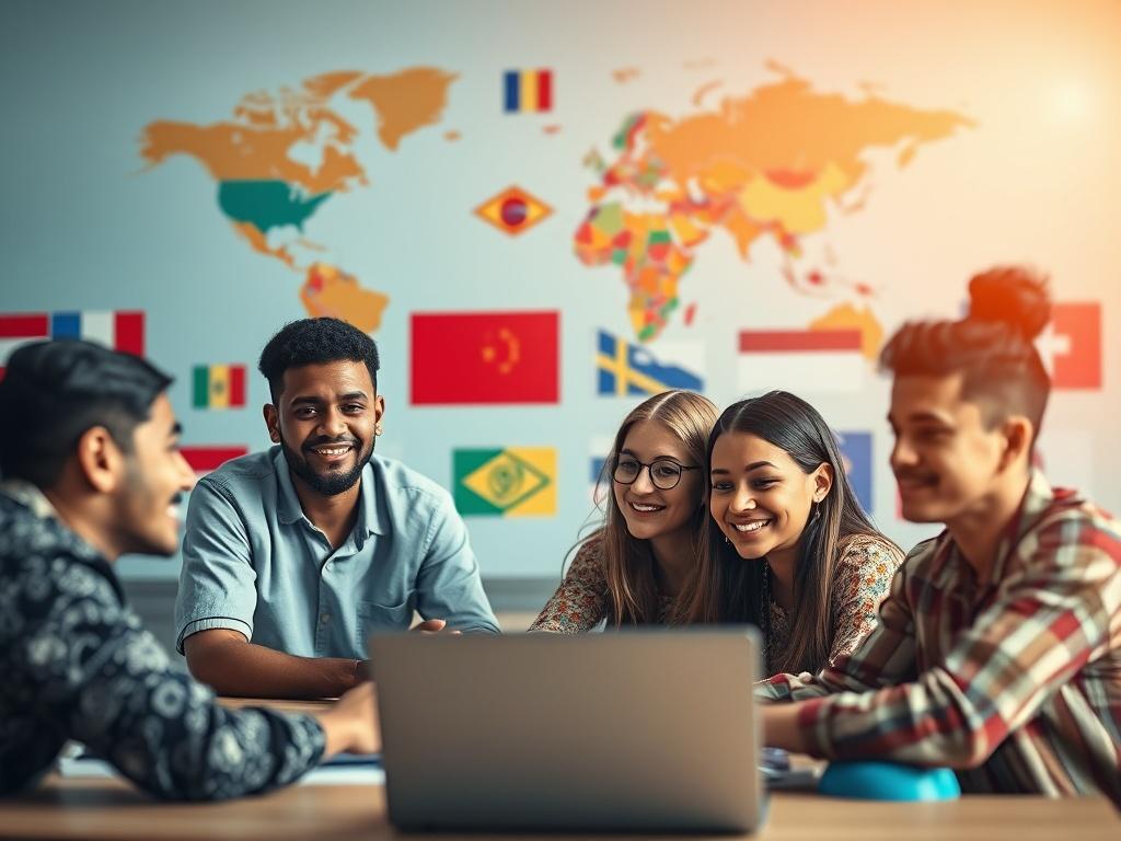 An inspiring image of students from various countries participating in