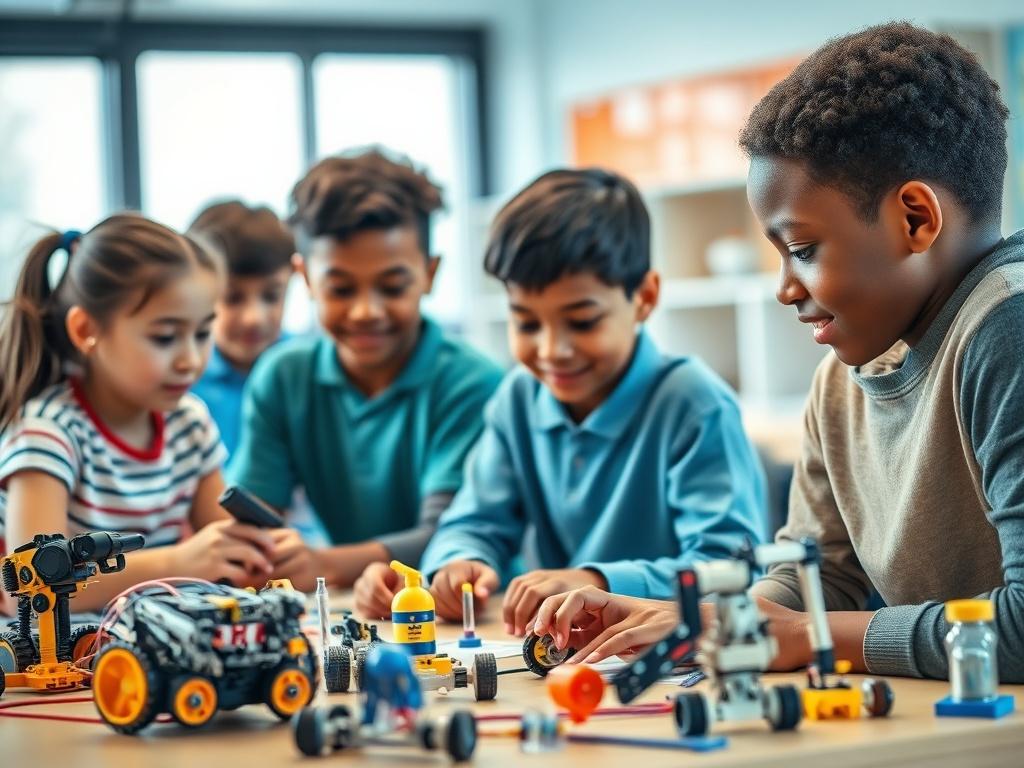A focused shot of a diverse group of students engaged