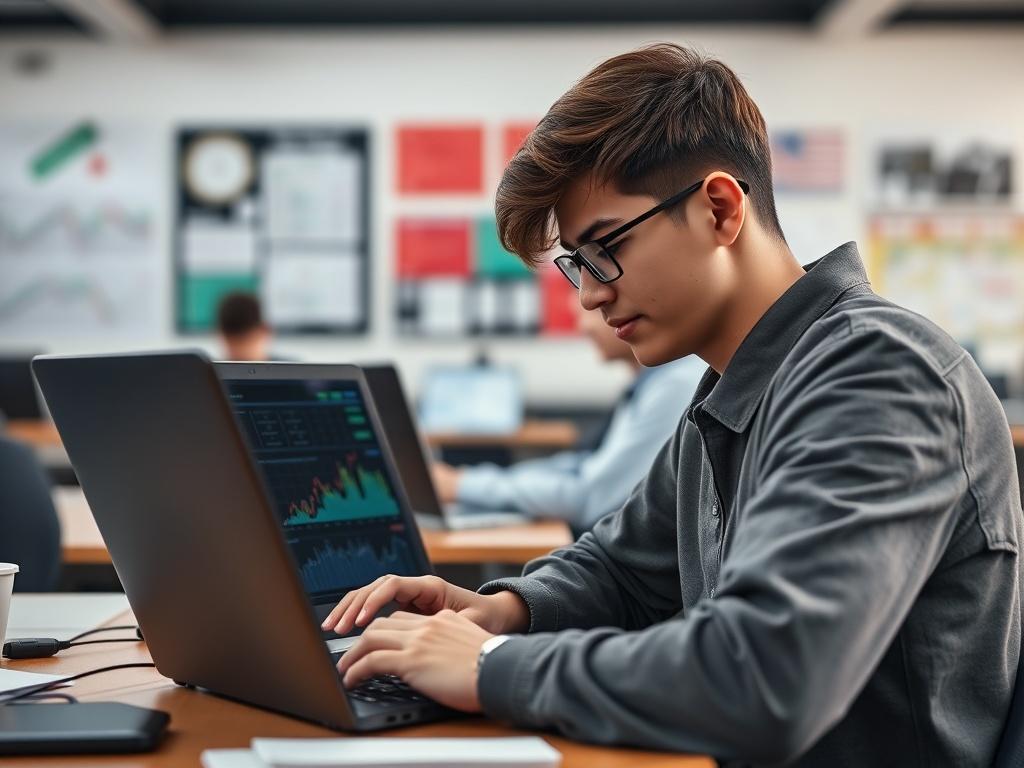 A hyper realistic close up of a student working on