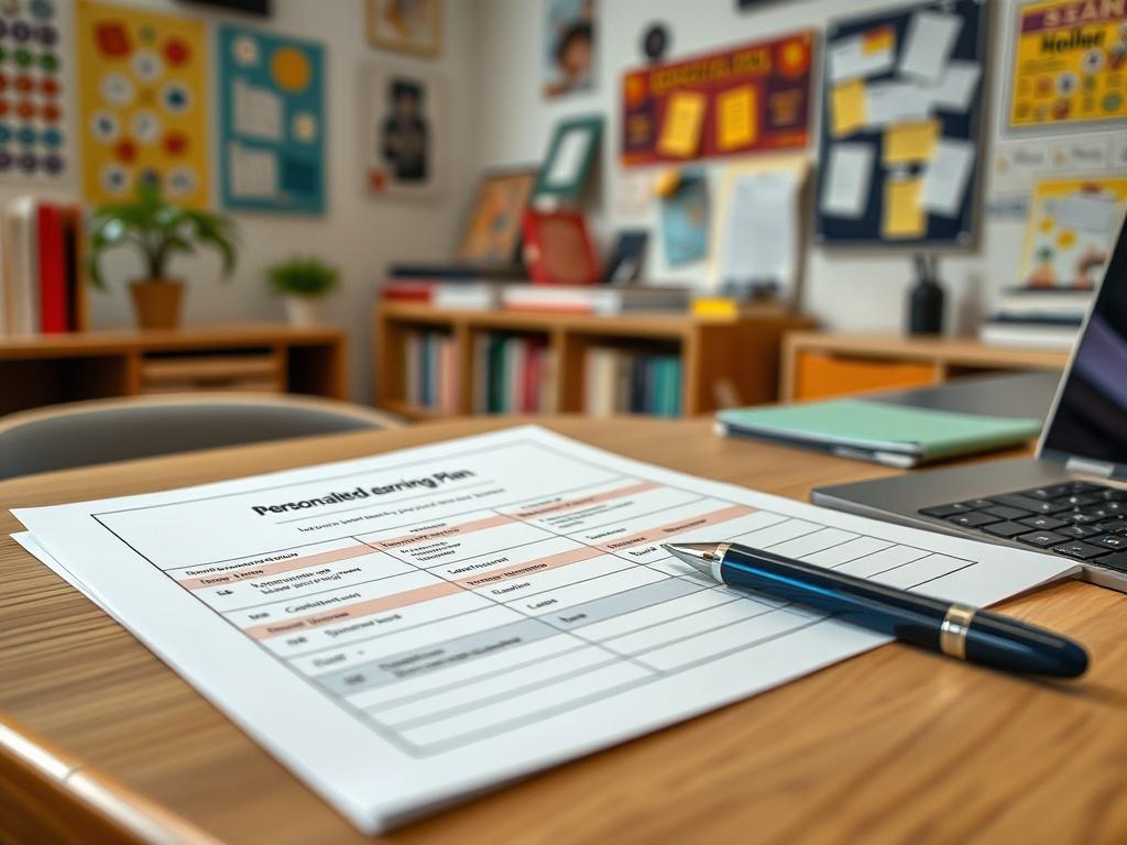 A close up shot of a personalized learning plan on