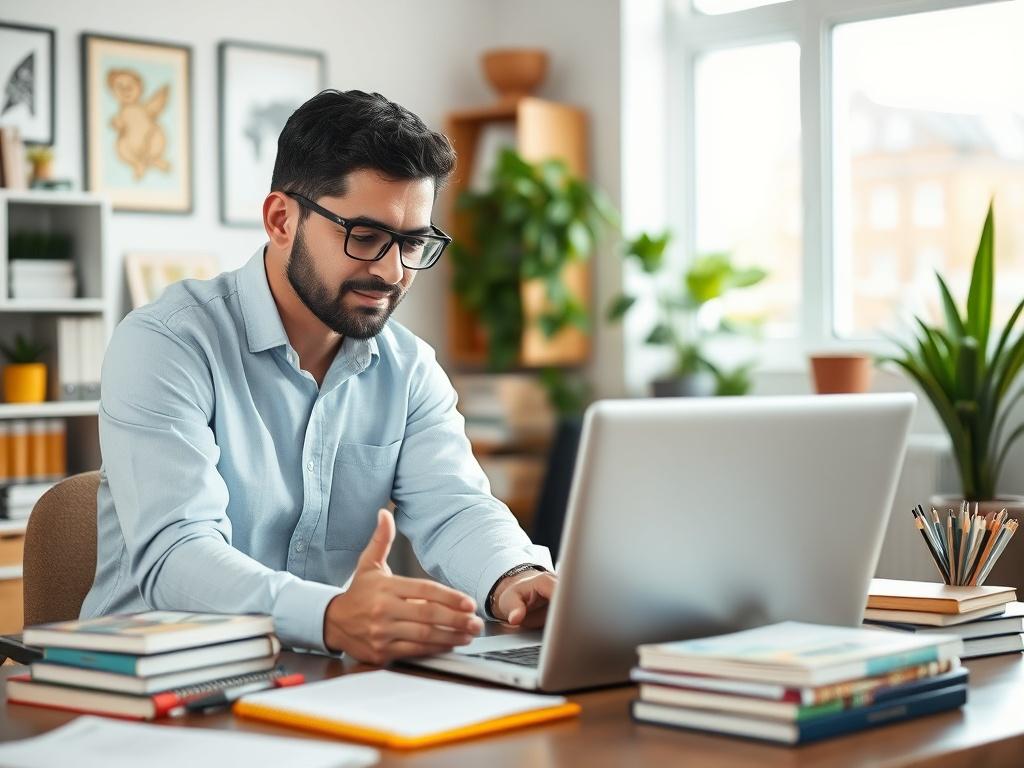 A mentor and mentee engaged in a discussion over a
