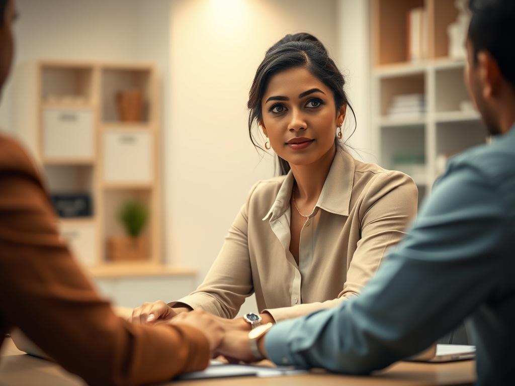 A close up shot of a professional woman (Gopika Ashok)