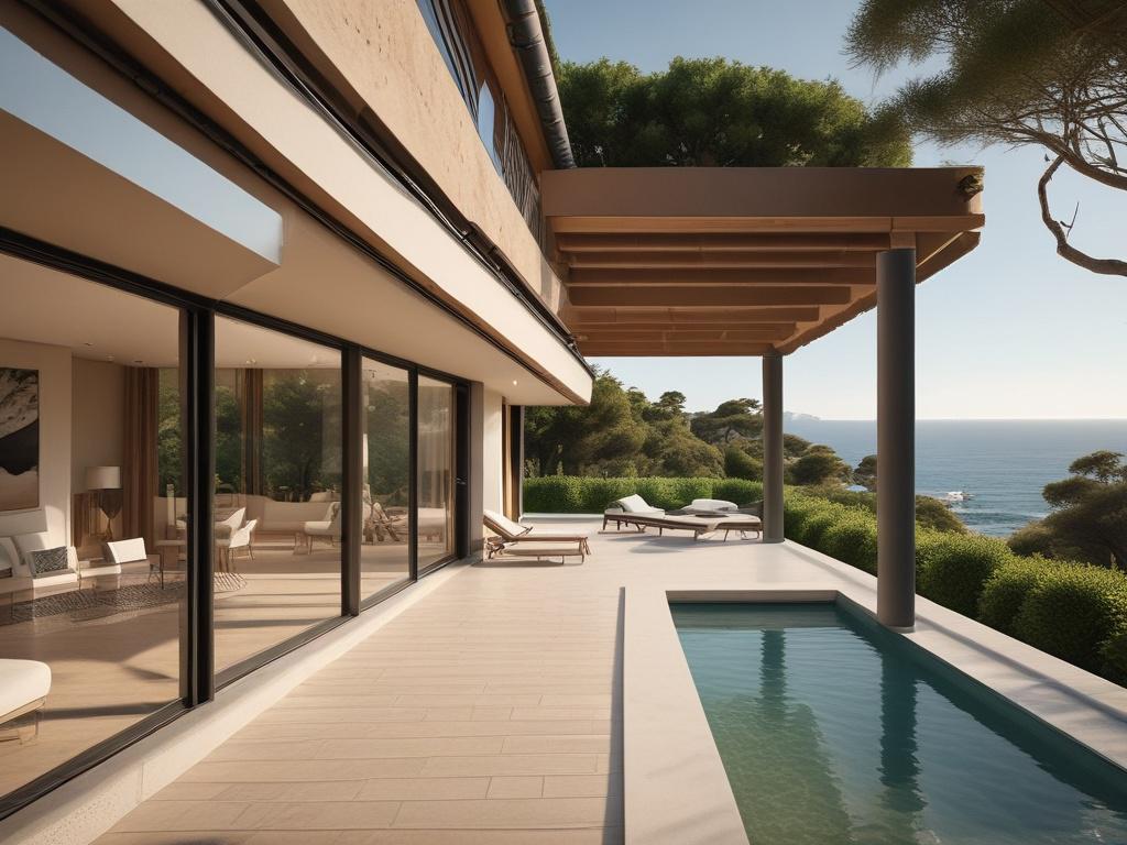 A hyper realistic close up shot of a luxurious villa