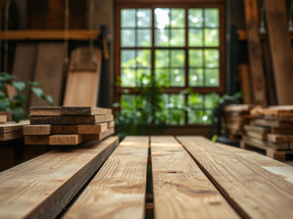 A close up of sustainably sourced wood planks in a
