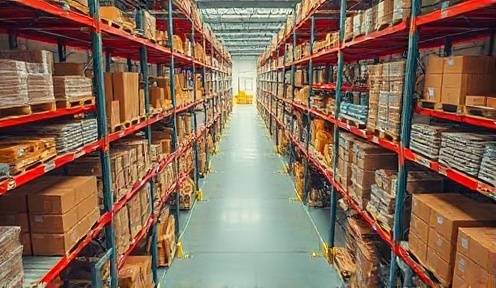 Organized warehouse with storage racks