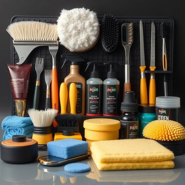 Professional car detailing brushes and tools