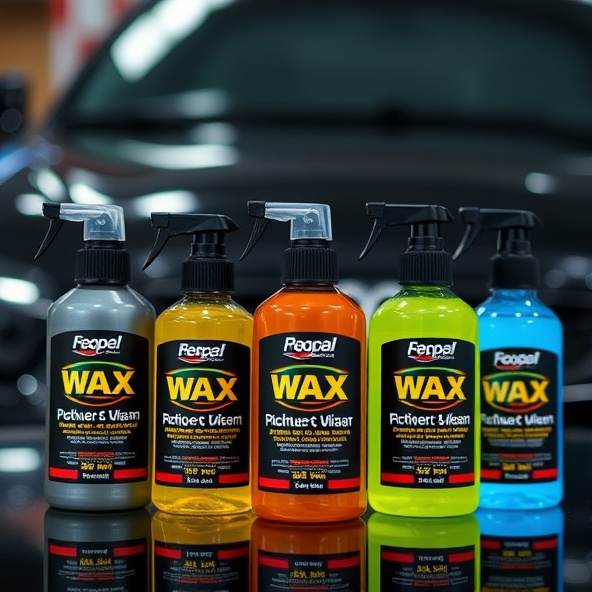Premium car wax and sealant bottles