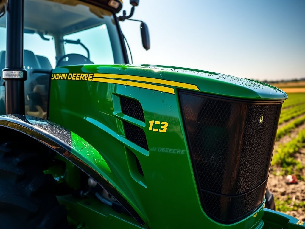 Glossy John Deere tractor with ceramic coating protection