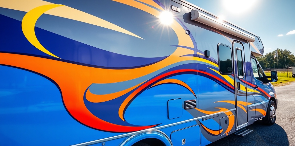 RV with vibrant custom graphics and decals protected with professional ceramic coating