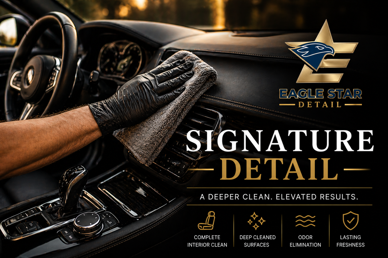 Professional car detailing with enhanced paint gloss and machine polish