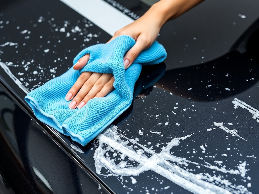 Professional car drying technique with microfiber towels