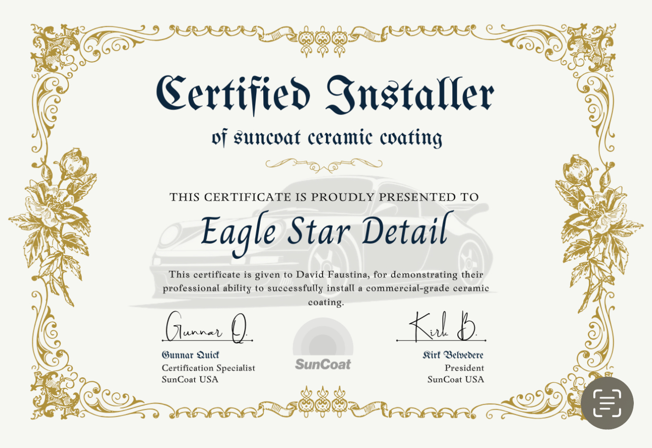 Professional ceramic coating installer certification credential