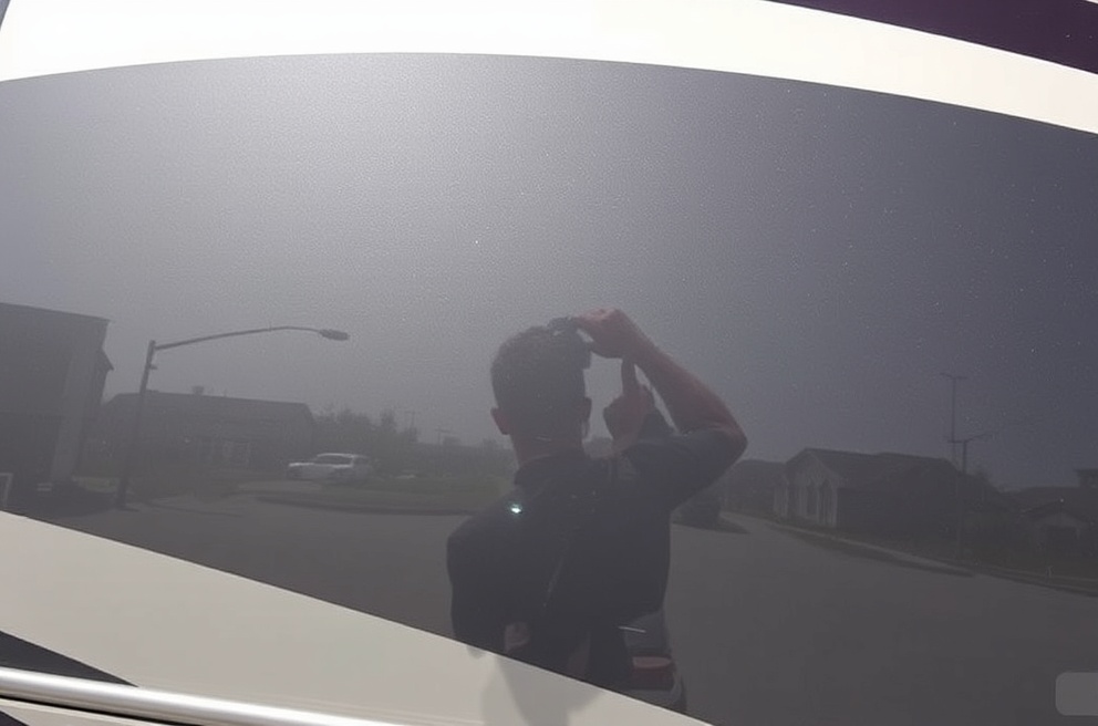 Professional RV with mirror-like finish and ceramic coating protection in Floating Feather Eagle