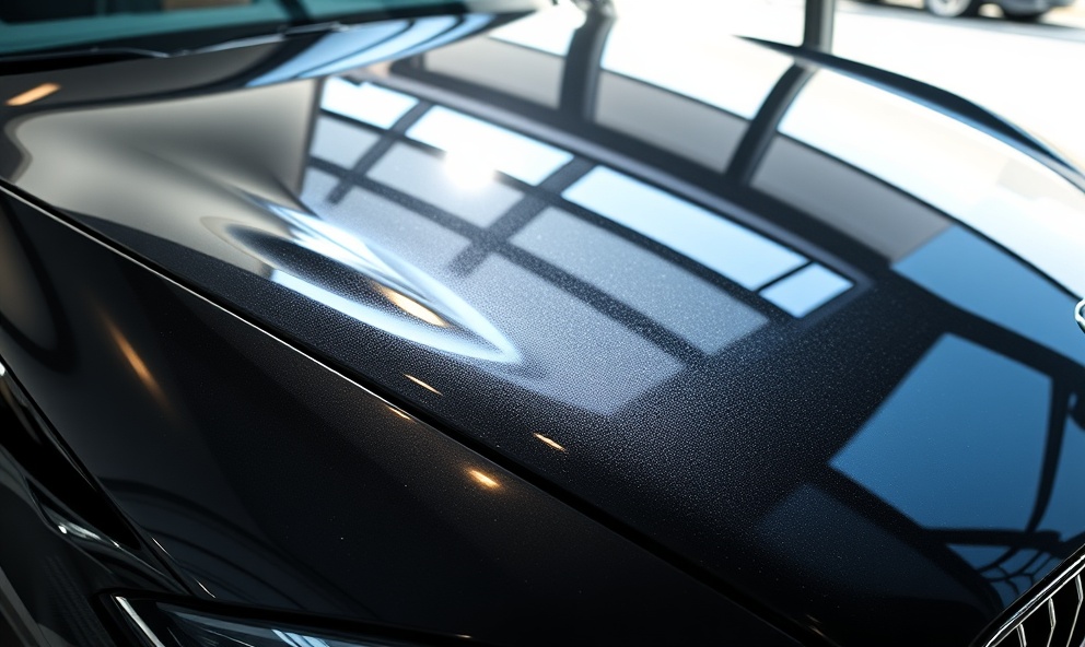 Luxury vehicle with glossy ceramic coating