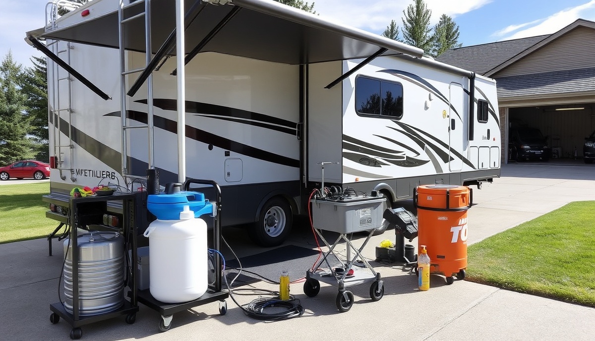Mobile washing equipment setup at customer location