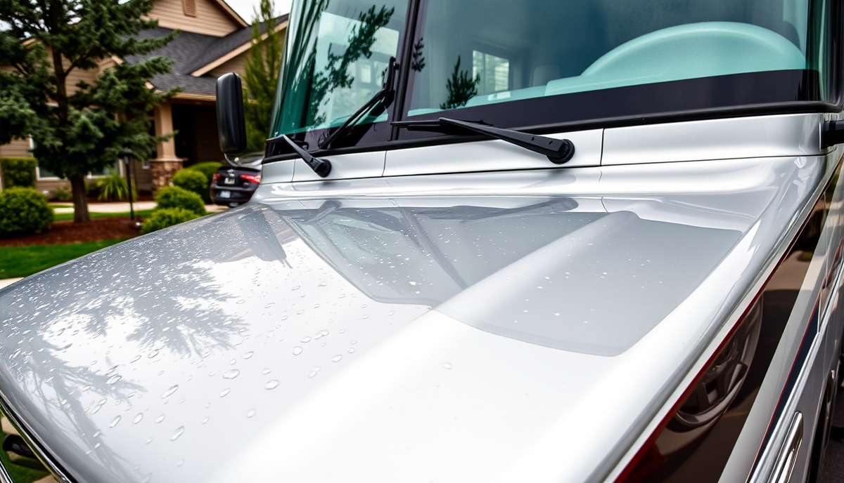Professional RV detailing with ceramic coating protection