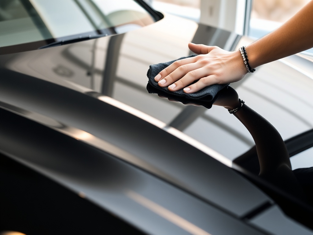 Professional black car detailing and hand wax service in Boise