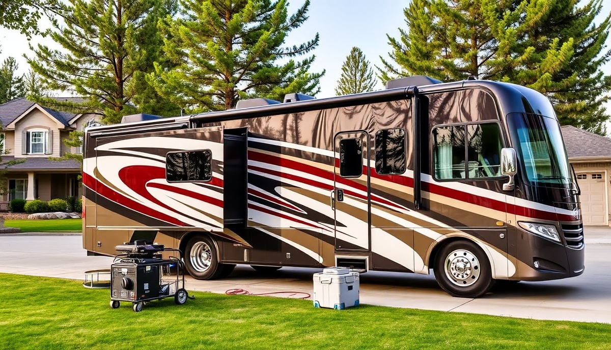 Luxury RV receiving professional mobile detailing in Island Woods Eagle Idaho premium neighborhood