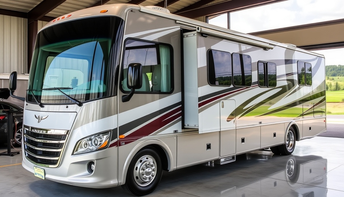 Luxury RV with pristine ceramic coating near Banbury Golf Course Eagle Idaho