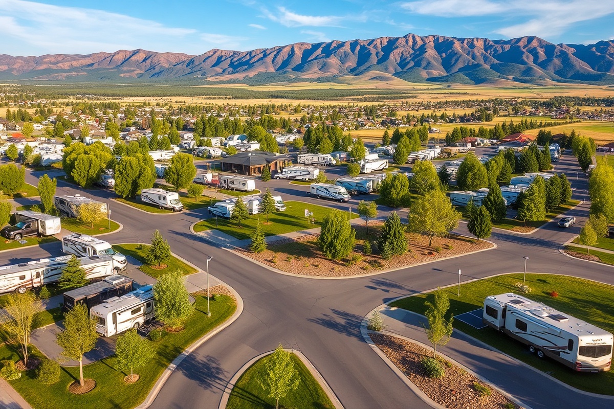 Modern RV resort near Boise with full amenities and mountain backdrop