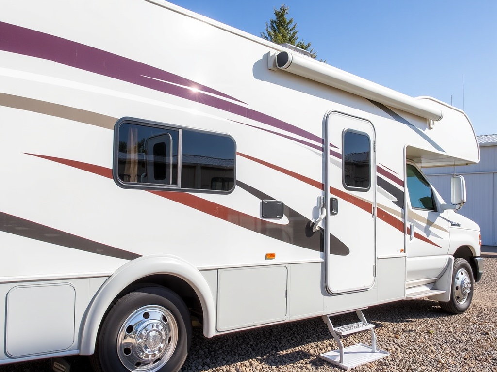 Professional RV detailing service in Boise showing clean white RV with sparkling exterior