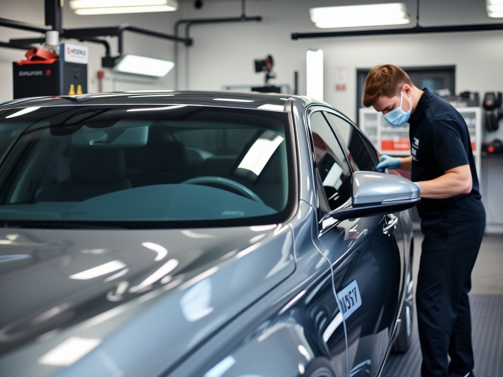 Professional auto detailing service in Boise with luxury sedan showing glossy paint finish