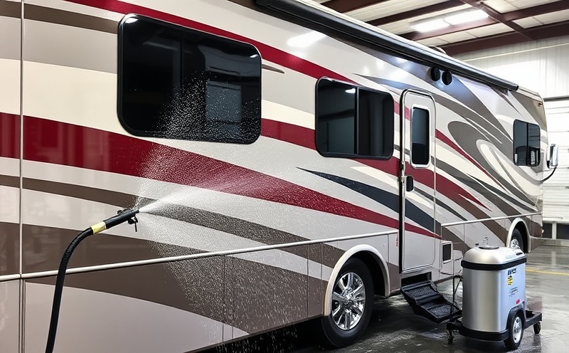 Professional mobile RV wash and detailing in progress showing exterior cleaning and ceramic coating application