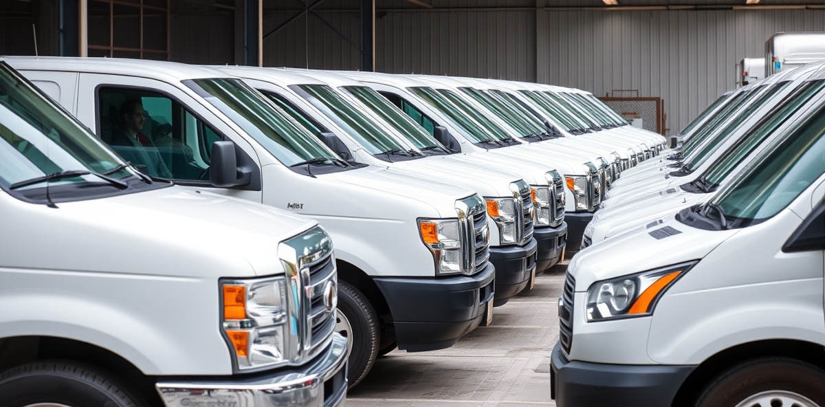 Fleet of commercial business vehicles lined up for professional mobile detailing in Boise