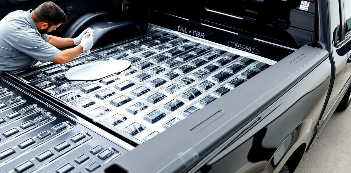 Pristine black pickup truck with professional detailing and shiny exterior finish