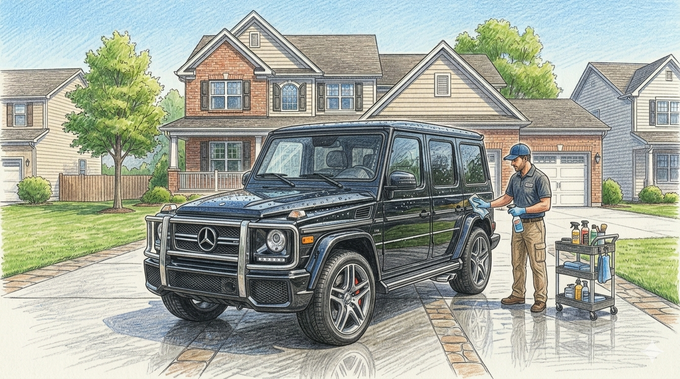 Luxury vehicle with professional ceramic coating and gleaming finish