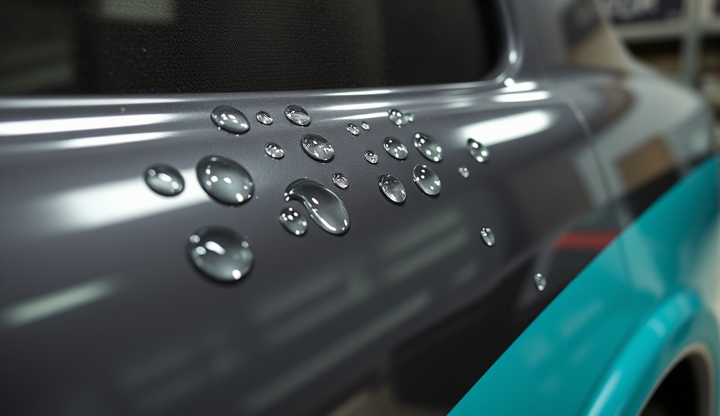 Ceramic coated vehicle surface with perfect water beading