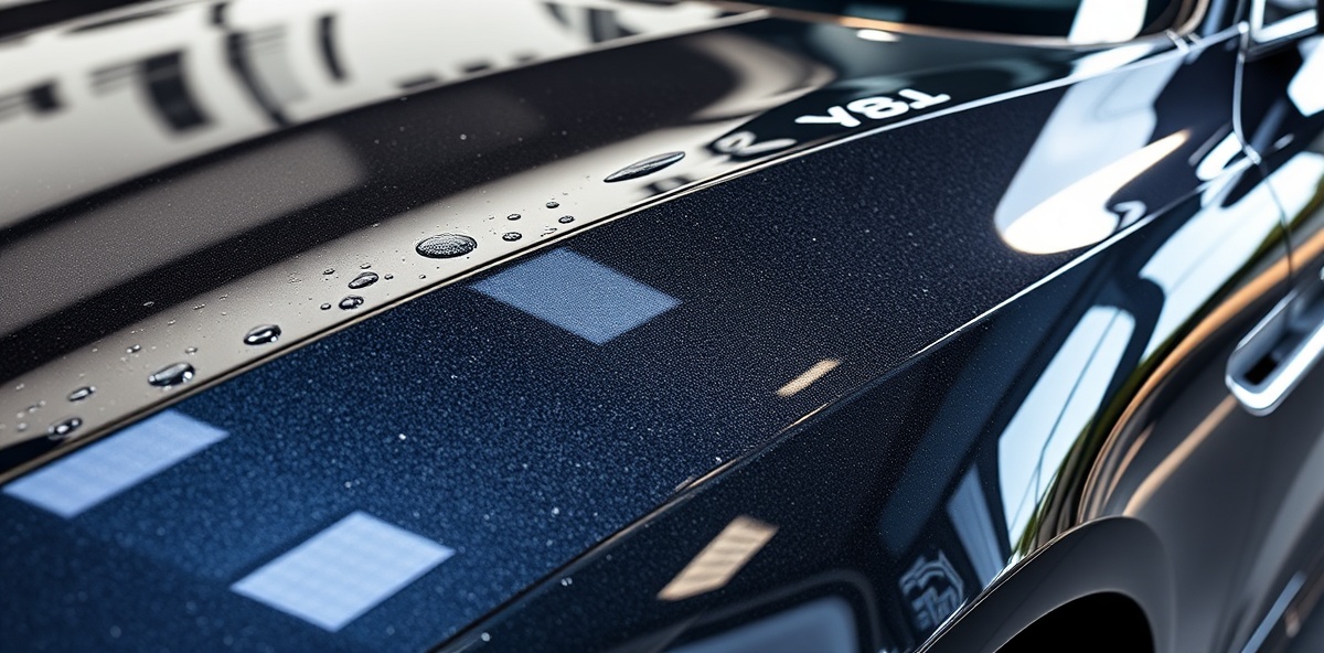Professional ceramic coating showing long-lasting water beading and protective glossy finish
