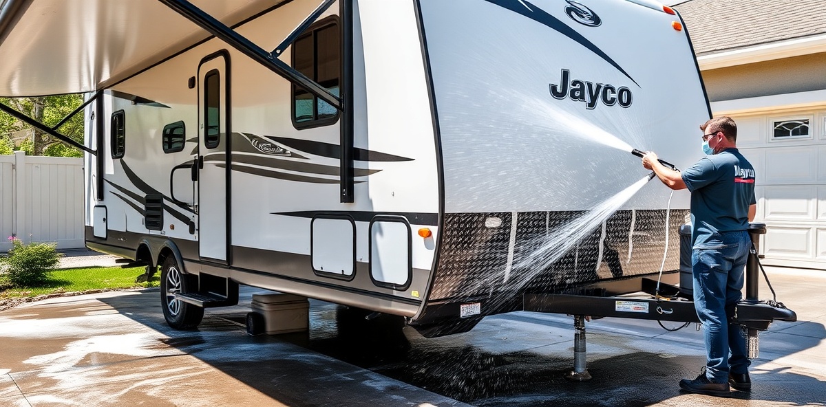 Jayco travel trailer professional wash service in Meridian Idaho