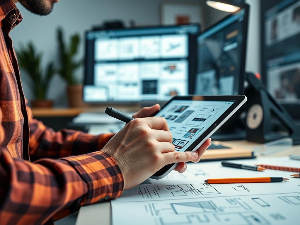 A close up shot of a designer working on a