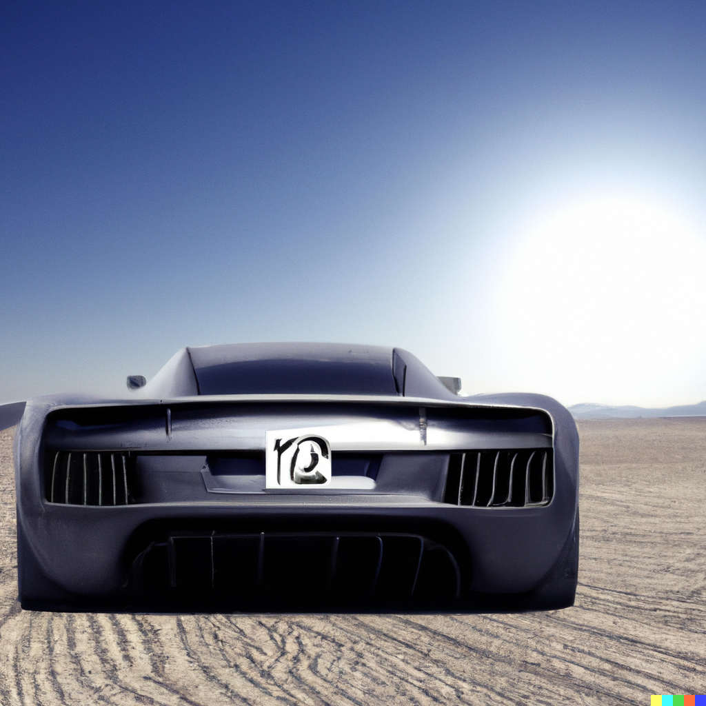 dall·e 2023-09-08 13.12.58 - a photo of a very hight  luxury modern supercar with a very evident microchip painted on  in a desert with linear horizon and ,  white sunshine.png