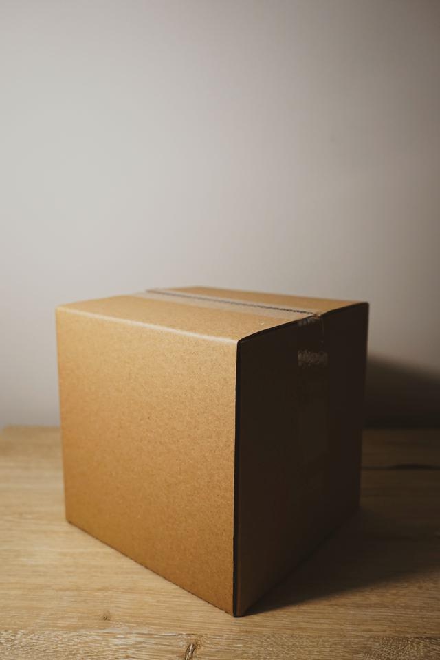 Blank brown box on desk