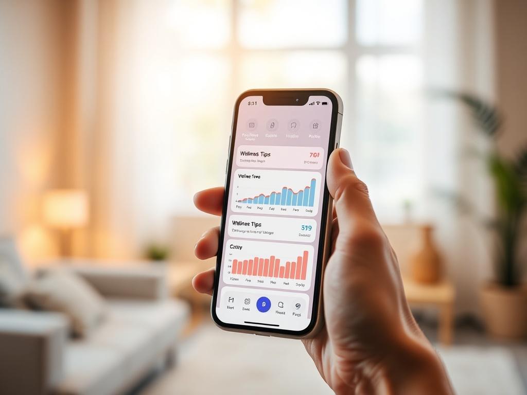 A close up of a smartphone displaying an interactive wellness
