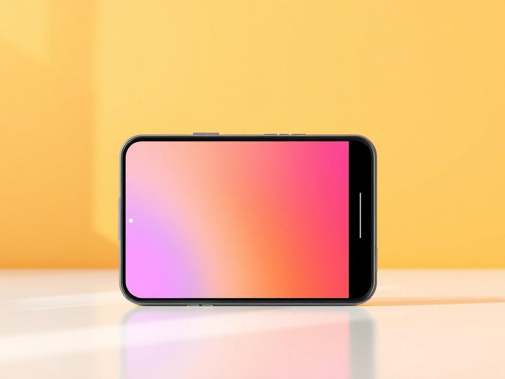 A high-resolution image of a sleek modern smartphone on a clean minimalist surface. The smartphone should be the central focus, showcasing its vibrant screen and stylish design. The background should be softly blurred to emphasize the phone, with bold vibrant colors reflecting the primary color scheme of rgb(162, 175, 127). The lighting should be bright and natural, highlighting the details and finish of the smartphone.