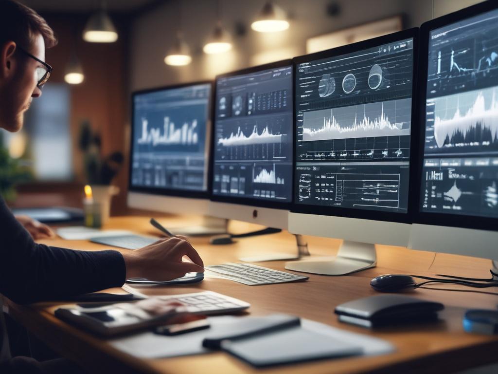 A close up shot of a digital marketing professional working