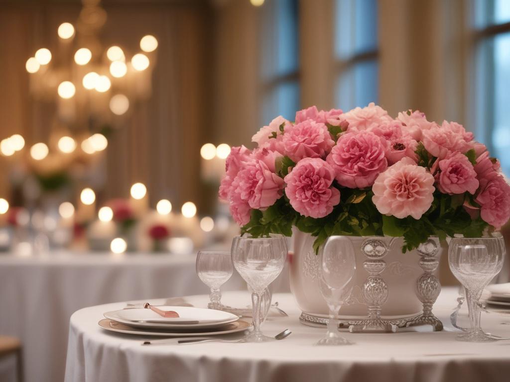 A close up shot of a well decorated event table