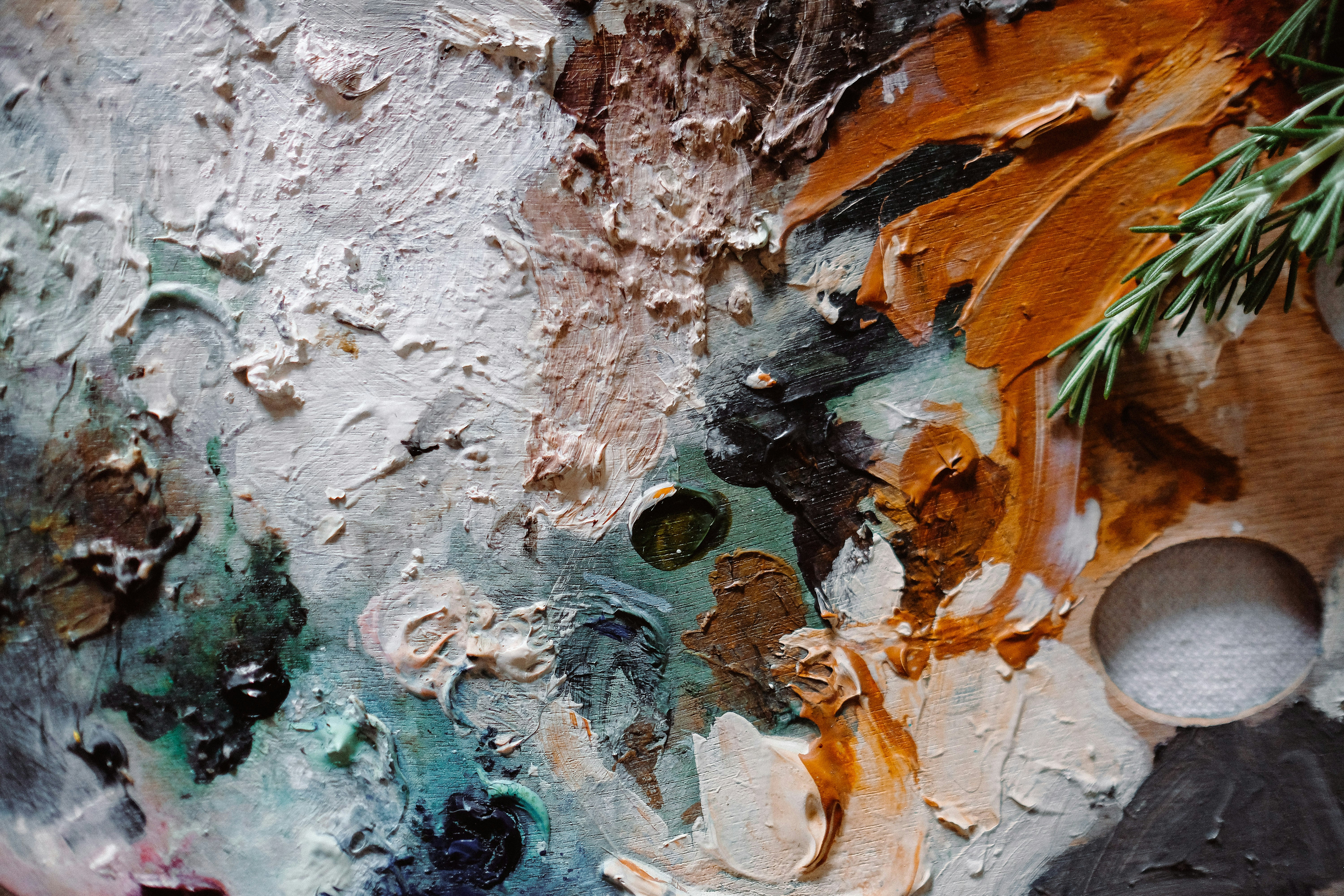Close-up of a piece of art with paint on it