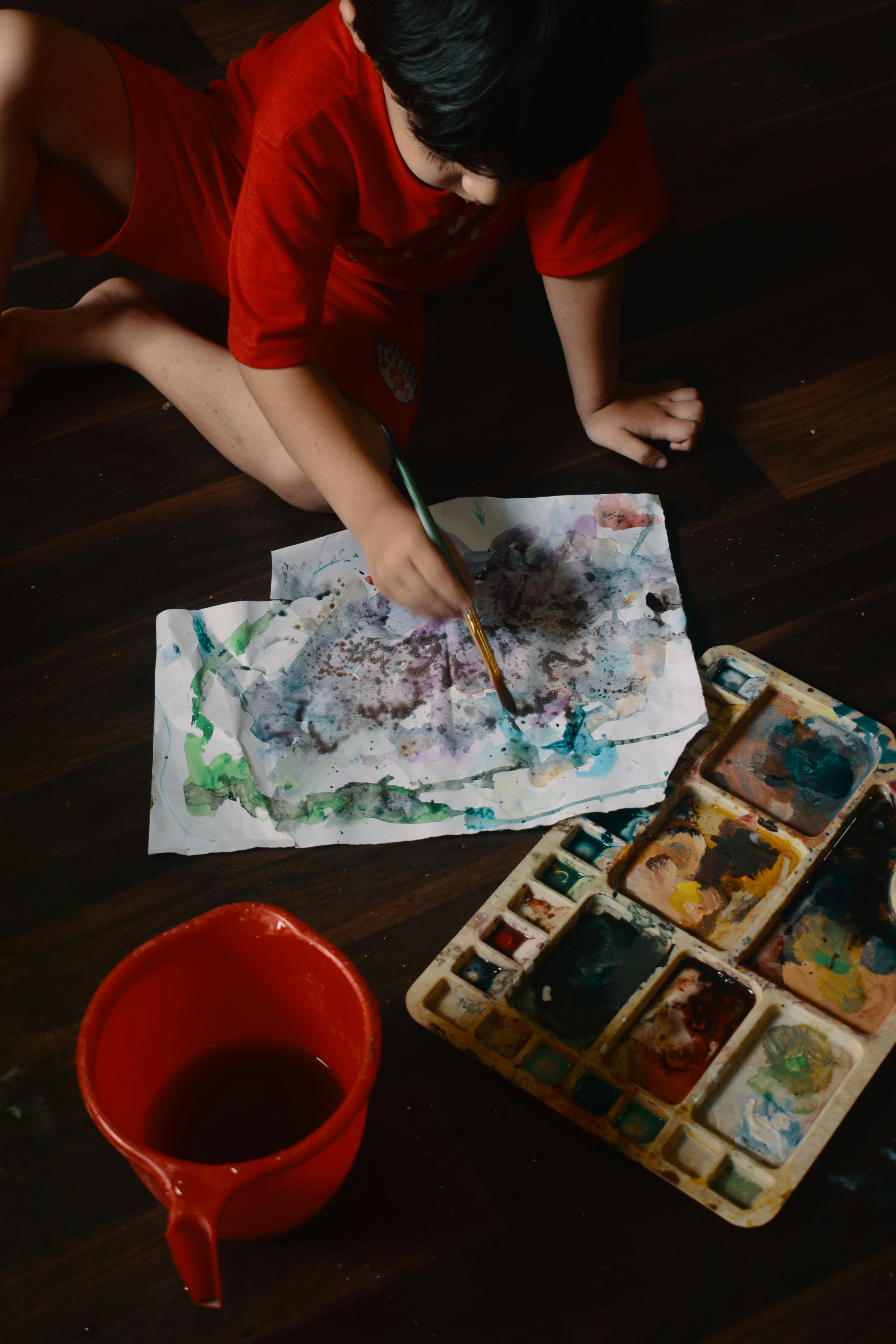 Children collaborating on art projects